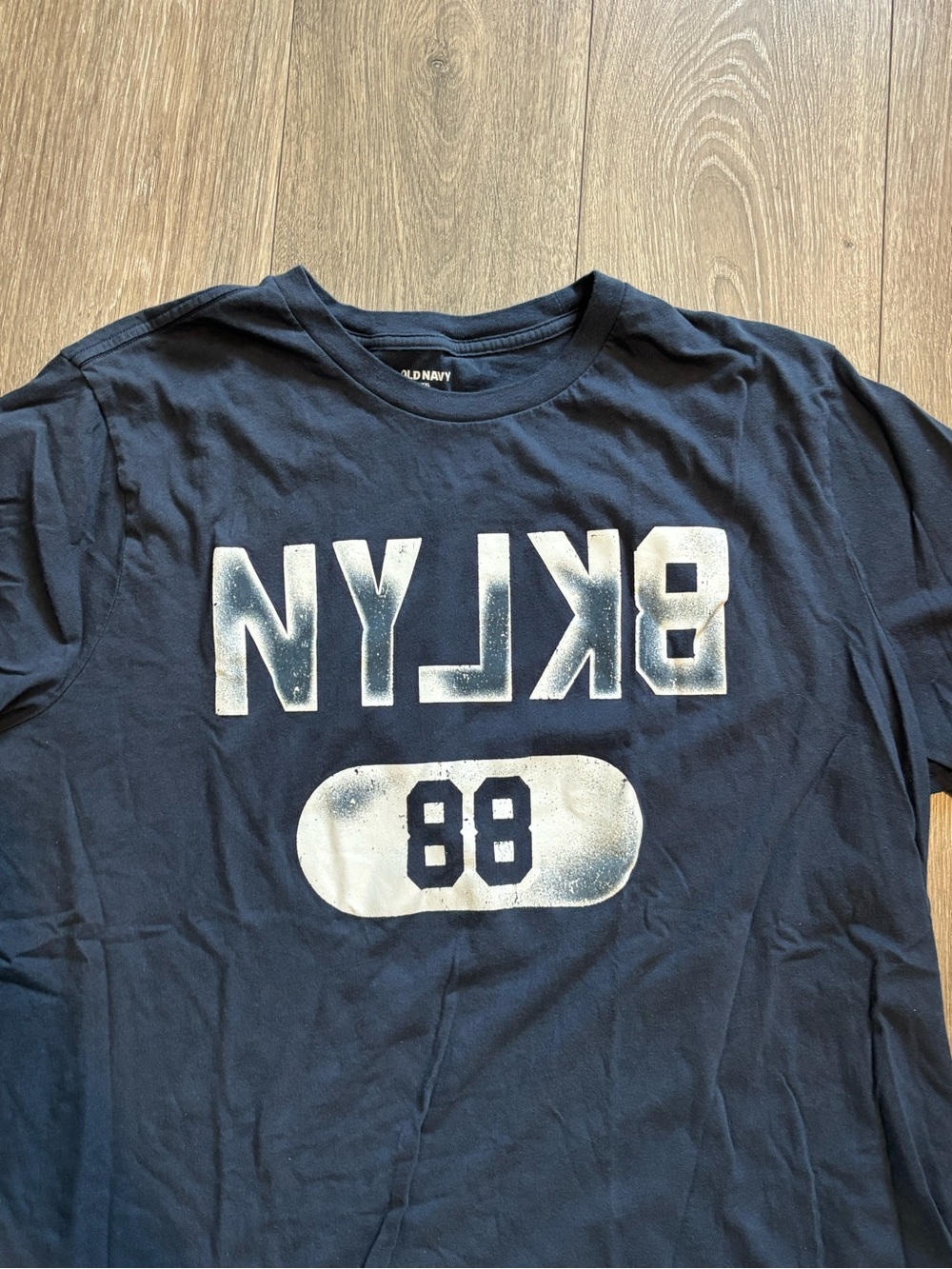 Old Navy Men's Navy Tee with White BKLYN Graphic